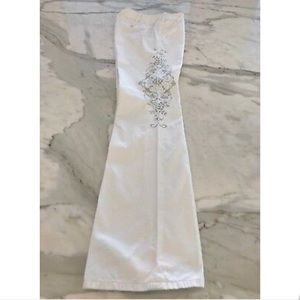 JOIE WHITE COUPE CUT COTTON CRYSTAL FLARE JEAN PANTS SIZE 27